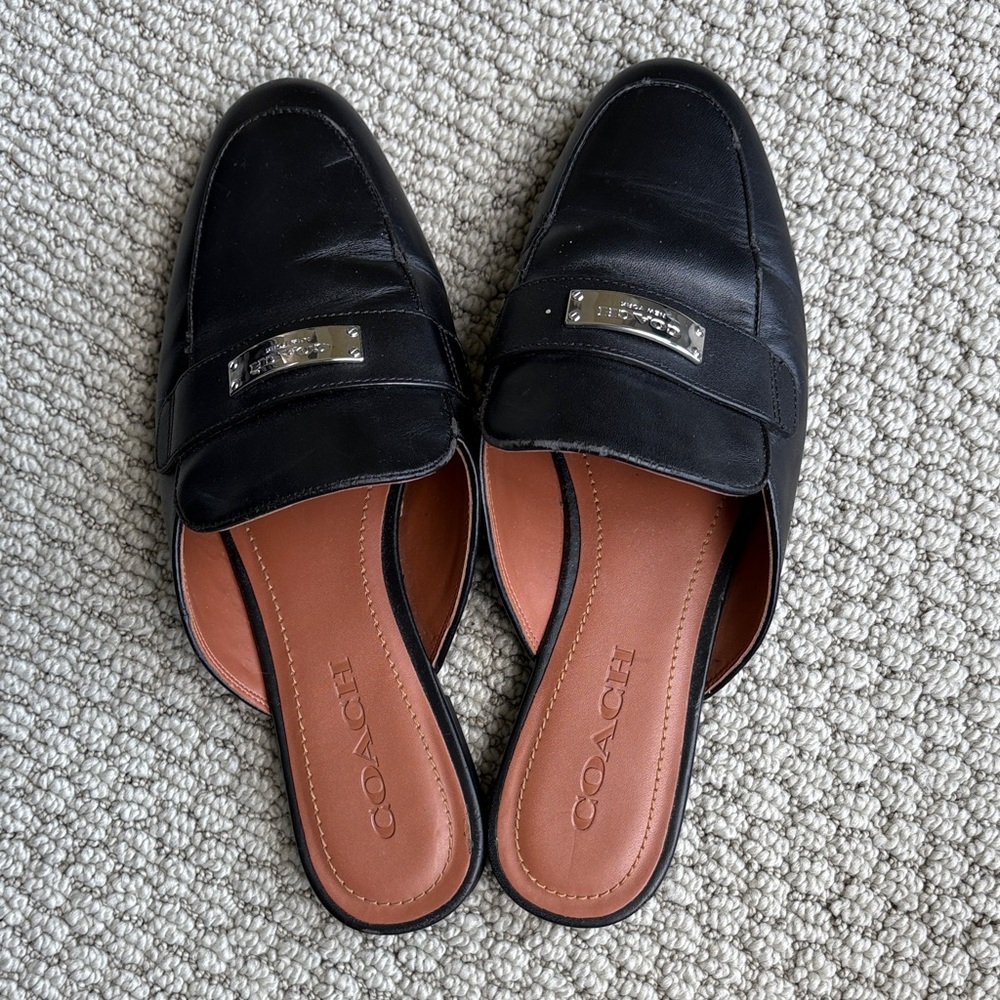 Coach Black Leather Mules for Women